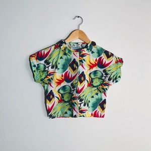 Tropical Print Cotton Crop Top
